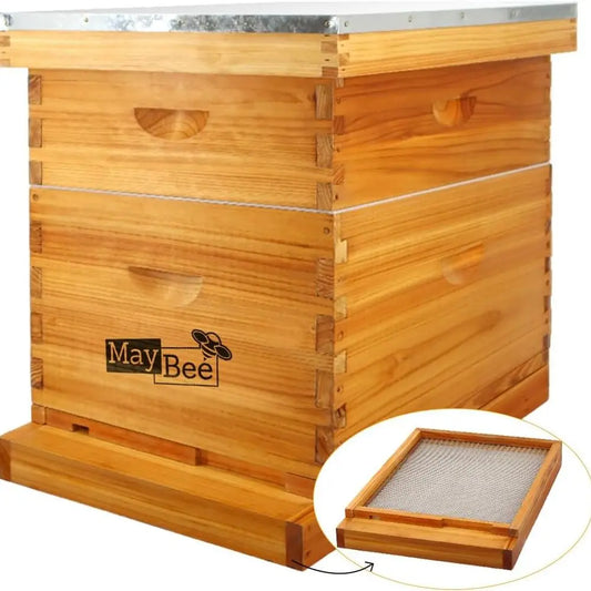 Screened Bottom Board Beehive Kit: 10-Frame with Wax-Coated Foundations, 1 Deep & 1 Medium Box Included