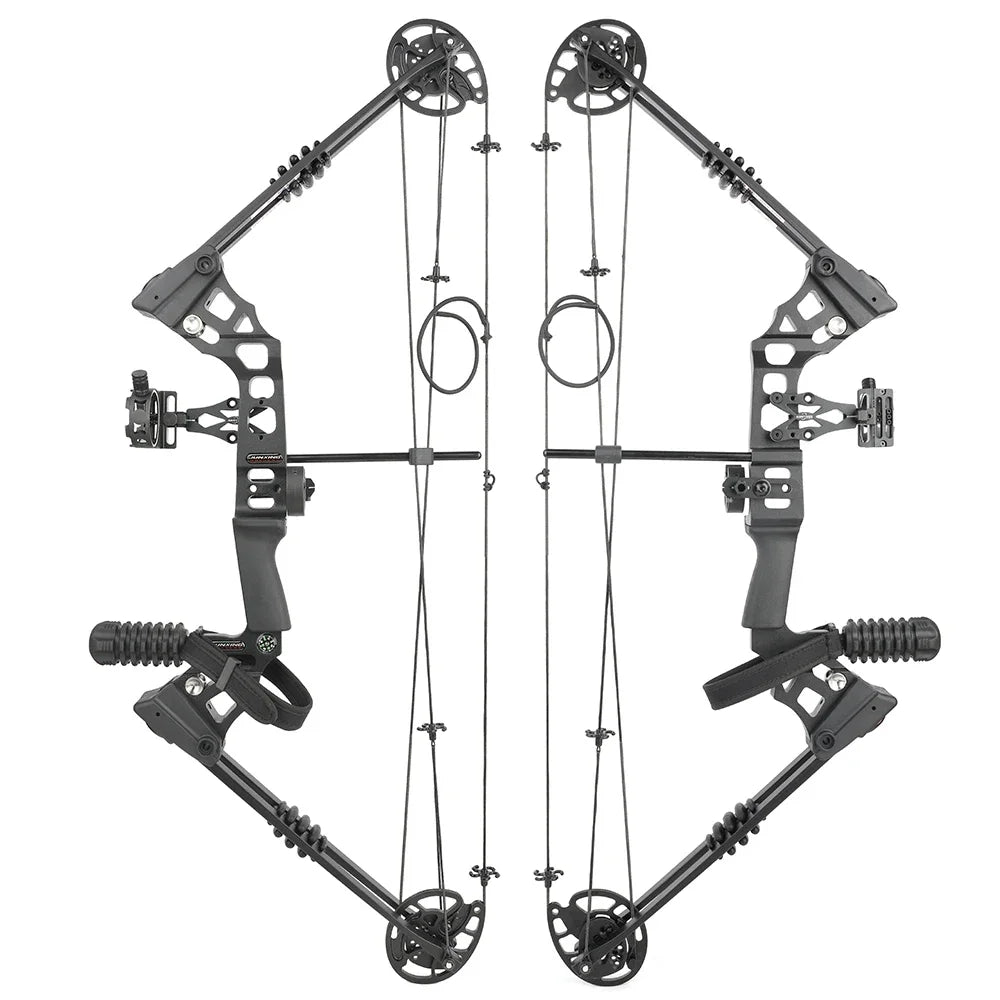 Compound Bow Arrow Set with Spine 500 Carbon Arrows 20-70lbs Adjustable Draw Weight 320FPS High-Strength Alloy Handle RH/LH for Adults Beginners Hunting Shooting Target Practice Outdoor Sports Accessories
