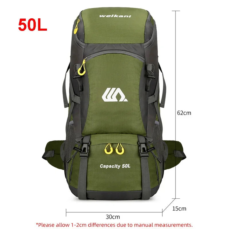 50L Travel Backpack Camping Men Large Hiking Bag Waterproof