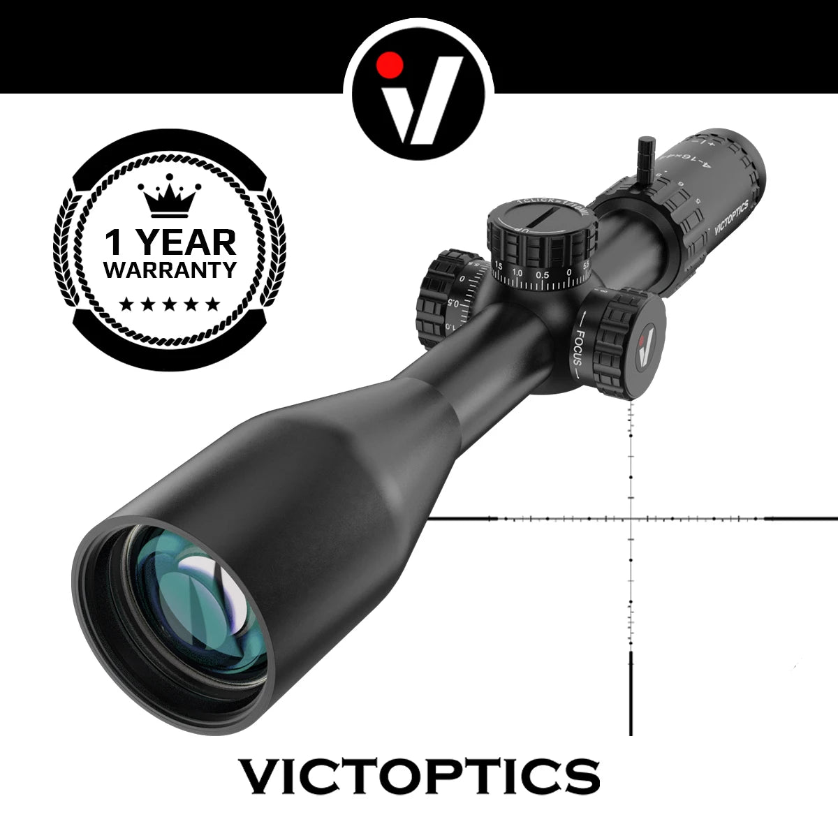 VictOptics S4 4-16x44 SFP Riflescope, Crystal Clear Optics, With Turret Lock Feature, Wide Field of View, For Air Guns & Fire Arms
