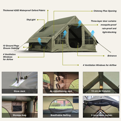 Army Green Waterproof Windproof Tent for Camping