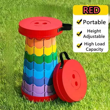 Rainbow Folding Stool, Adjustable Height PP Portable Collapsible Seat for Camping, Fishing, Hiking & Outdoor Activities