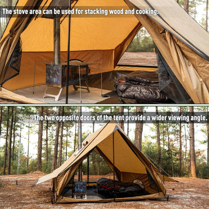 Portable Hot Tent for Camping with Stove Jack, Fits 2-3 People, Waterproof and Wind-Resistant