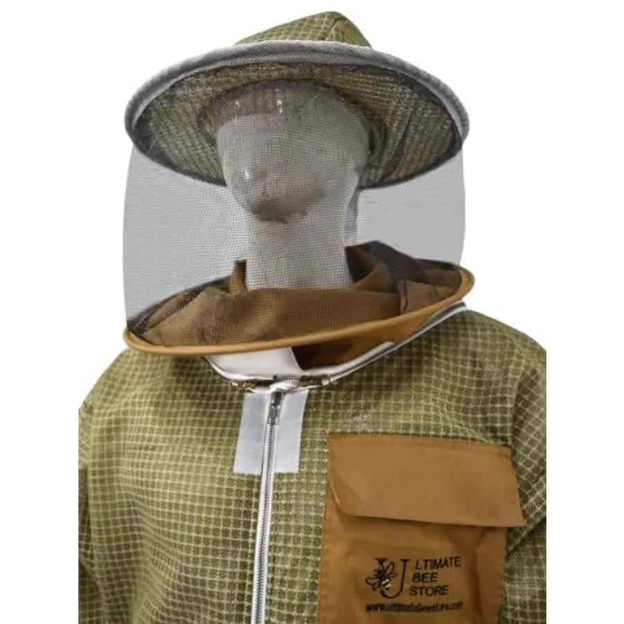 Ultra Ventilated Bee Jacket Beekeepers 3 Layer Beekeeping Jacket Sting Resistant Apiarist Jacket for Men and Women with Pair of