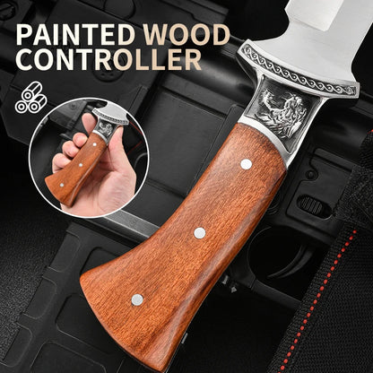 Outdoor Hunting Knife Camping High-Quality Professional Self-Defense Multi-Functional Portable Carnivorous Straight Knife, 12 in