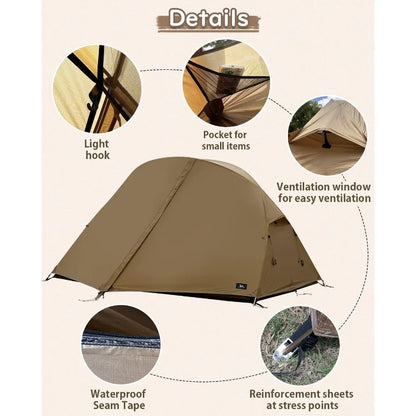 TOMOUNT Backpacking Tent Ultralight Nylon 1-2 Person Tent 3.3lbs-4.4lbs for Hiking Camping