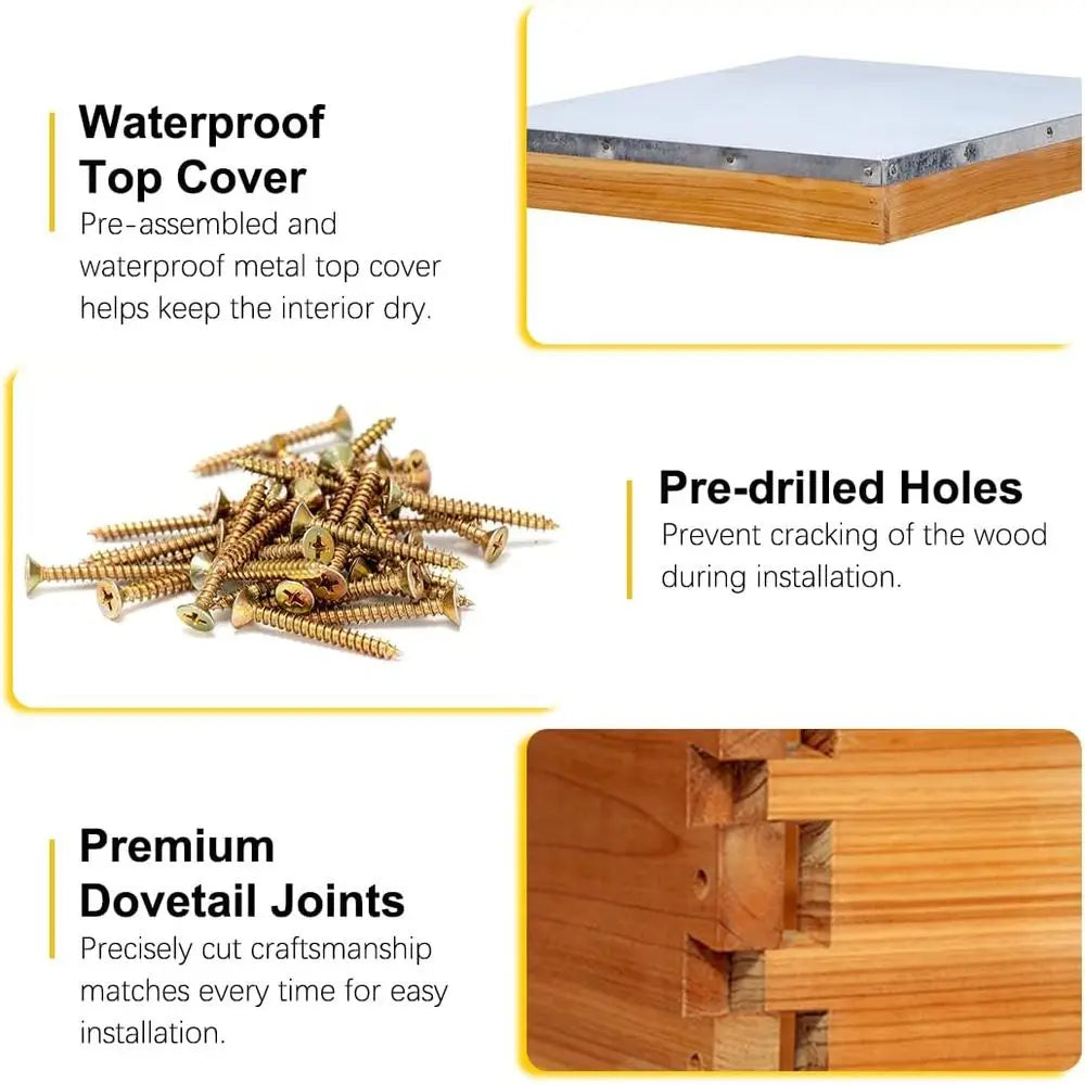 Screened Bottom Board Beehive Kit: 10-Frame with Wax-Coated Foundations, 1 Deep & 1 Medium Box Included