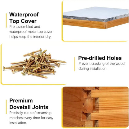 Screened Bottom Board Beehive Kit: 10-Frame with Wax-Coated Foundations, 1 Deep & 1 Medium Box Included