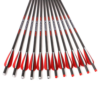 Pure Carbon Arrows 16 17 18 20 22 inch Crossbow Bolts with Arrow Feather Arrowheads for Archery Traditional Bow Hunting Shooting