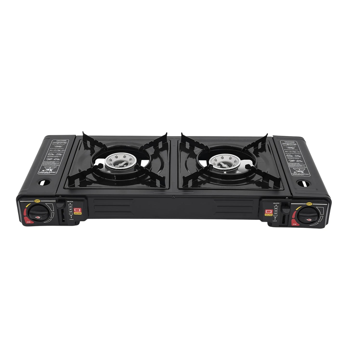2 Burners Portable Camping Stove, 2.5KW Auto Ignition Butane/LPG Gas Stove w/Baking Tray+Carrying Case for RV Outdoor Picnic BBQ