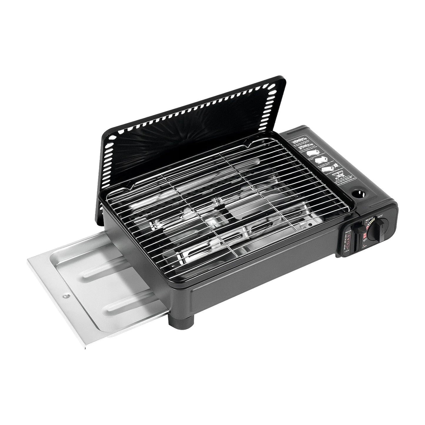 Butane Grill Stove With Grilling Net Portable 1 Burner Gas Stove 0.25-0.3MPa for Outdoor Camping RV Emergency Cooking