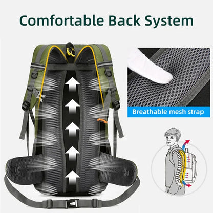 50L Travel Backpack Camping Men Large Hiking Bag Waterproof
