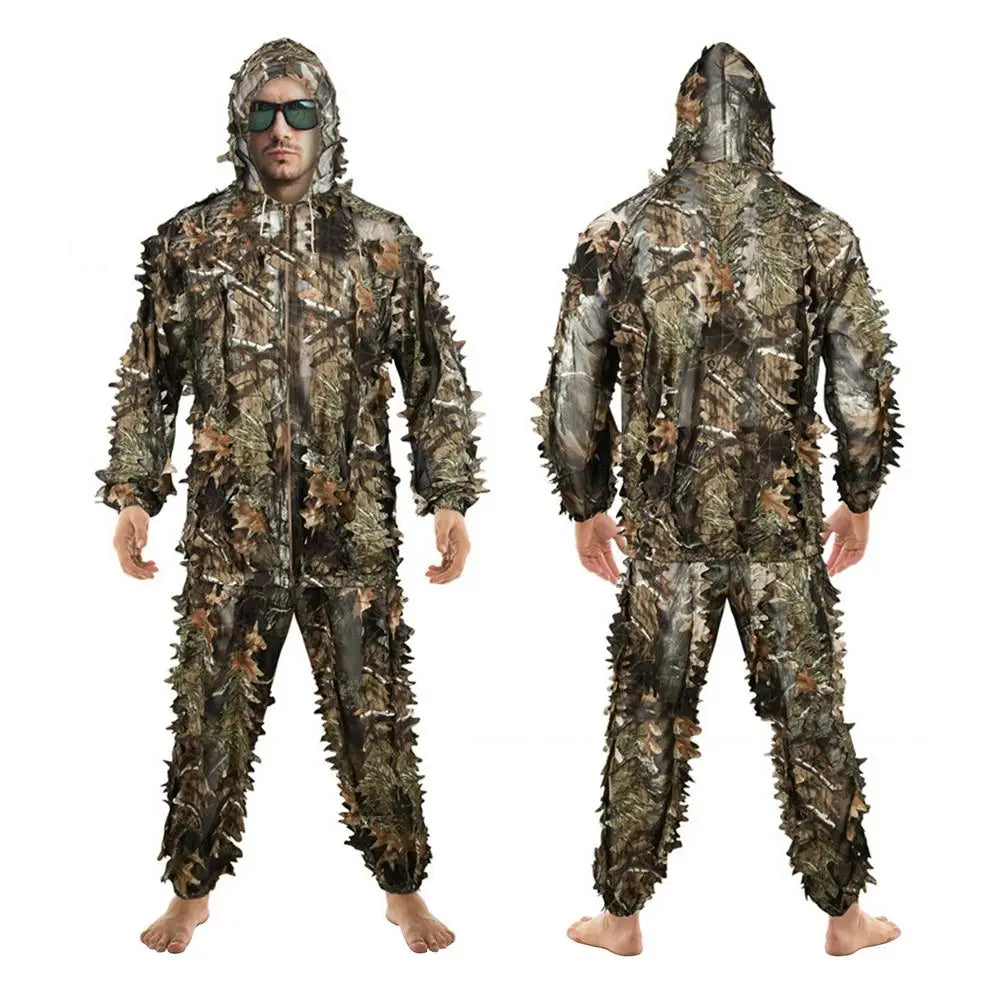 Outdoor Ghillie Suit Camouflage Clothes Jungle Suit CS Training Leaves Clothing Hunting Suit Pants Hooded Jacket Men Women Kids