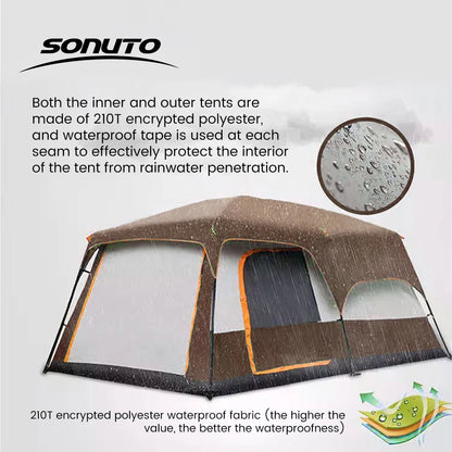 Upgraded 4 Season Camping Tent 3-12 Person Waterproof Windproof Double Layer 2 Room Family Outdoor Backpacking Equipment