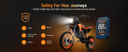 HillMiles MilePop Electric Dirt Bike Teens Adults, 2000W 48V E-Bike with Dual Suspension, Hydraulic Brakes, Off-Road Tires