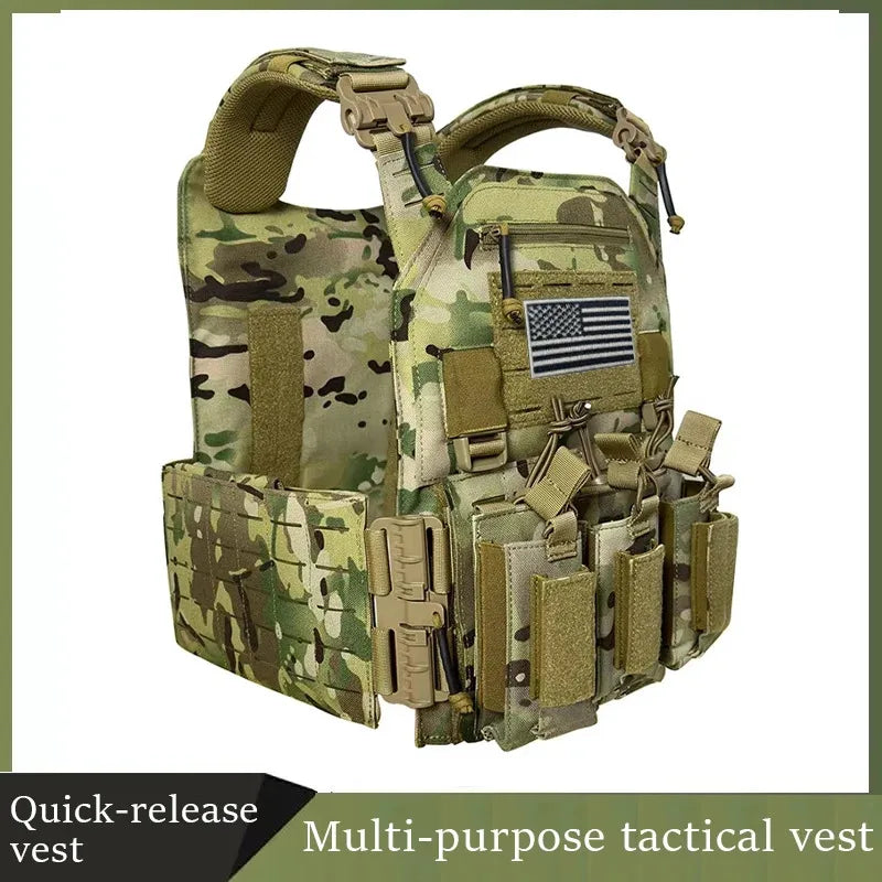 1000d Nylon Chaleco Tactico Vest Ranger-Green Tactical Gear 25x30cm Plate Carrier Molle Tactical Vest for Outdoor Hunting