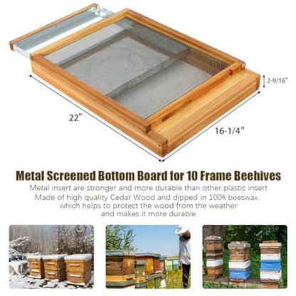 Honey Lake Langstroth Bee Hive Metal Screened Bottom Board Dipped in 100% Beeswax with Entrance Reducer, Screen Bottom Board fo