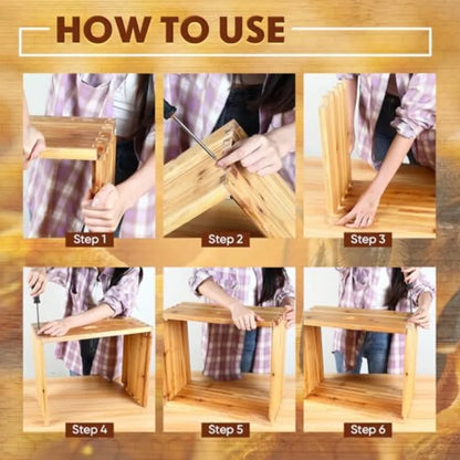 Colingmill Pieces Deep Bee Box for 0 Frame Unassembled Hive Brood Box with Wax Coating, Beekeeping Brood Boxes with Screws, Dip
