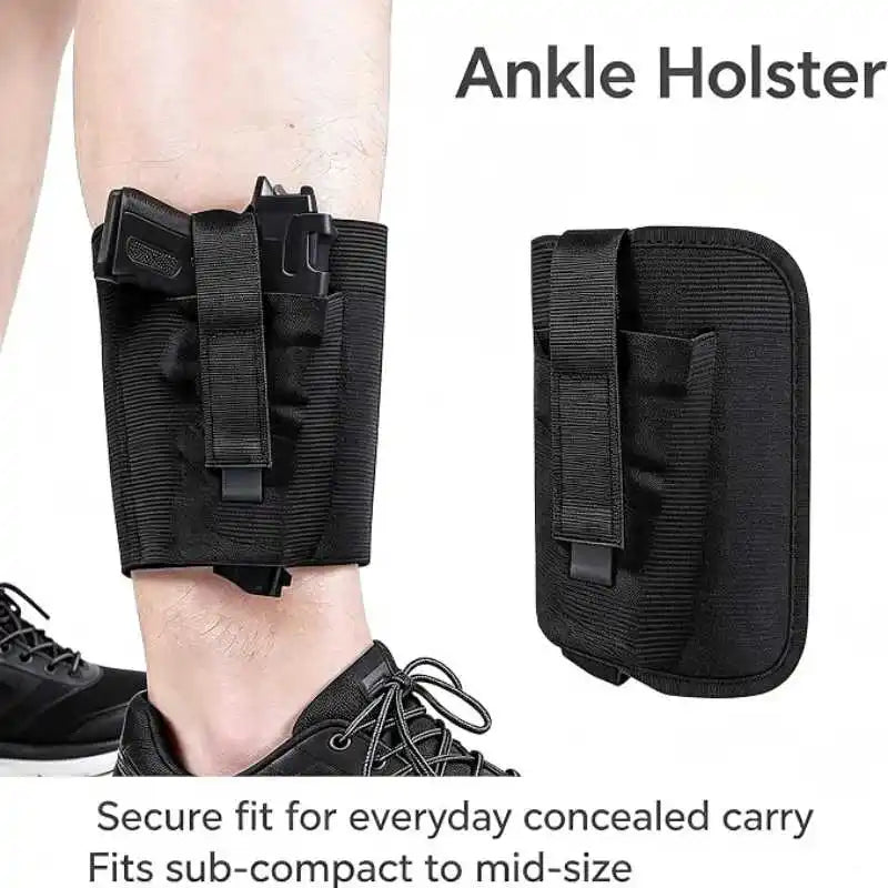 Ankle Holster Concealed Carry Gun Holster Ambidextrous Tactical Leg Holster with Spare Pocket for Subcompact Pistol