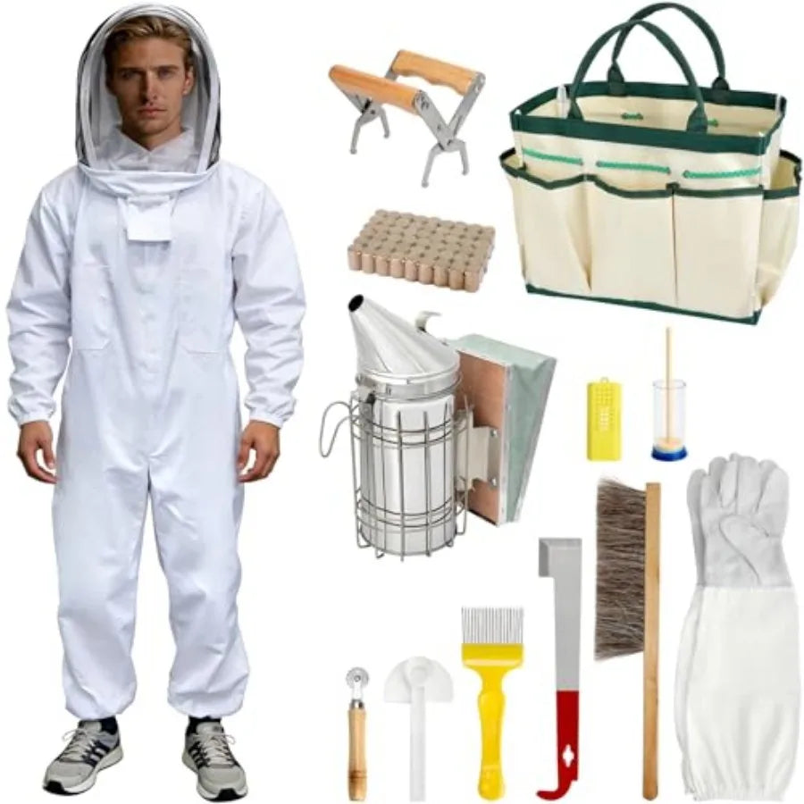 Blisstime 13pcs Bee Hives Starter Kit Beekeeping Supplies with Bee Suit, Bee Supplies and Equipment with Bee Smoker, Honey Bee