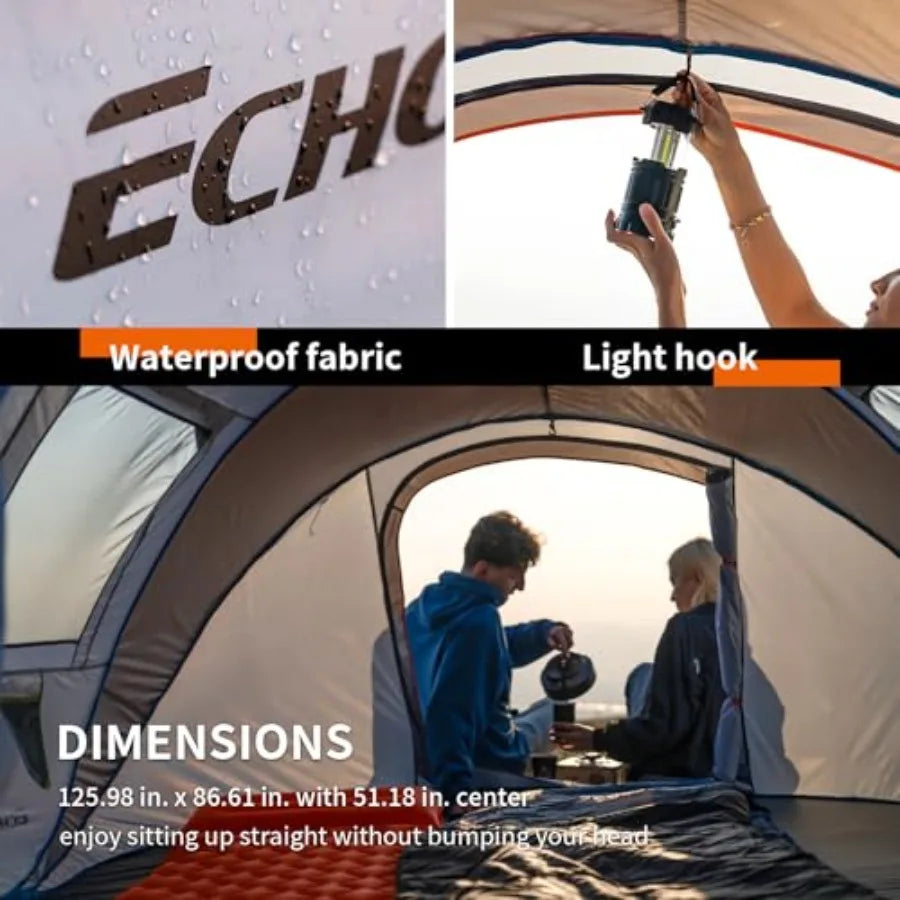Instant Pop Up Camping Tent, 6 Person, Easy Setup Tent, Water Resistant Dome, Portable with Carry Bag