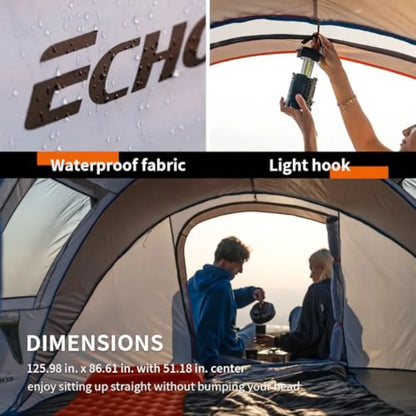 Instant Pop Up Camping Tent, 6 Person, Easy Setup Tent, Water Resistant Dome, Portable with Carry Bag
