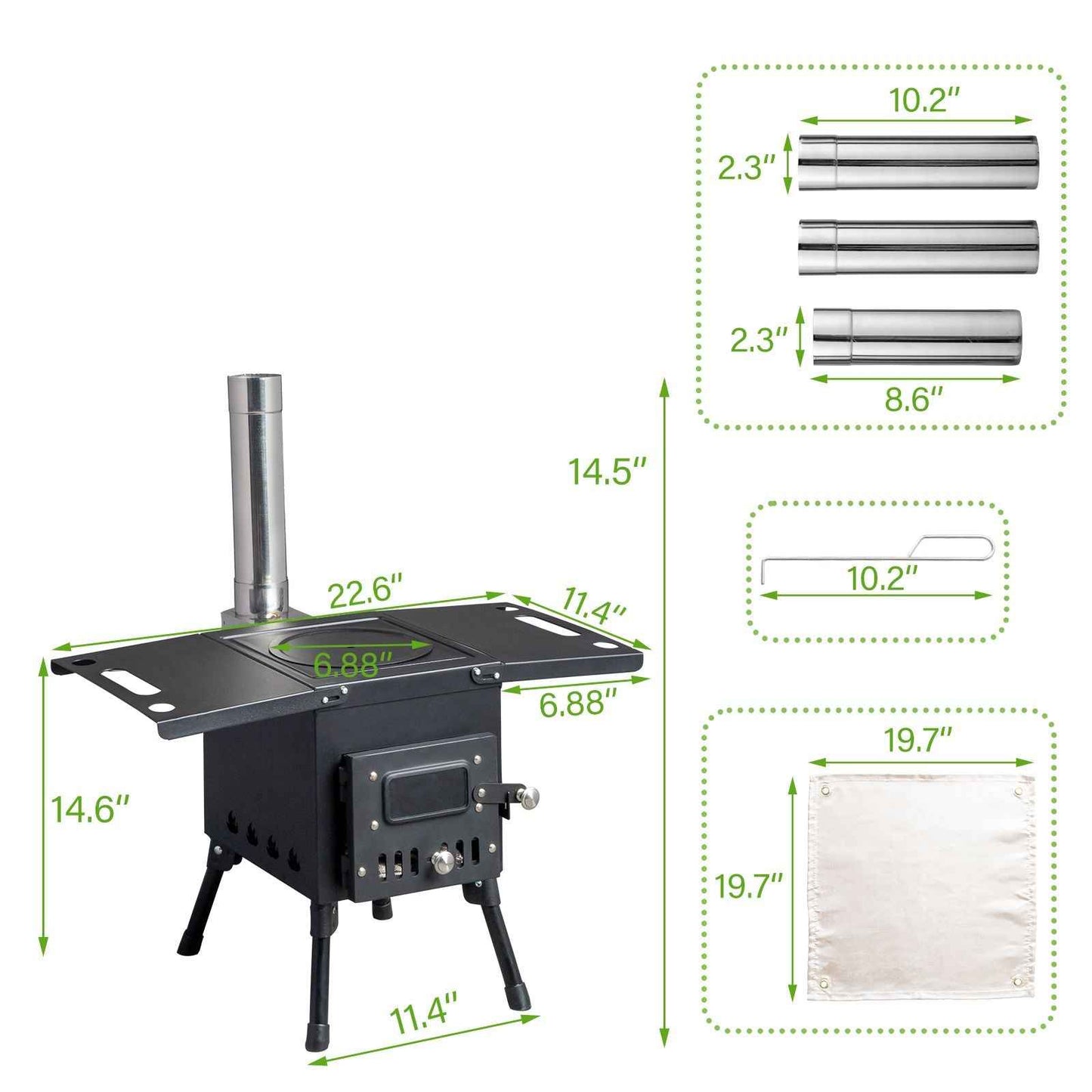Wood Camping Stove Black 57.5*31*37cm