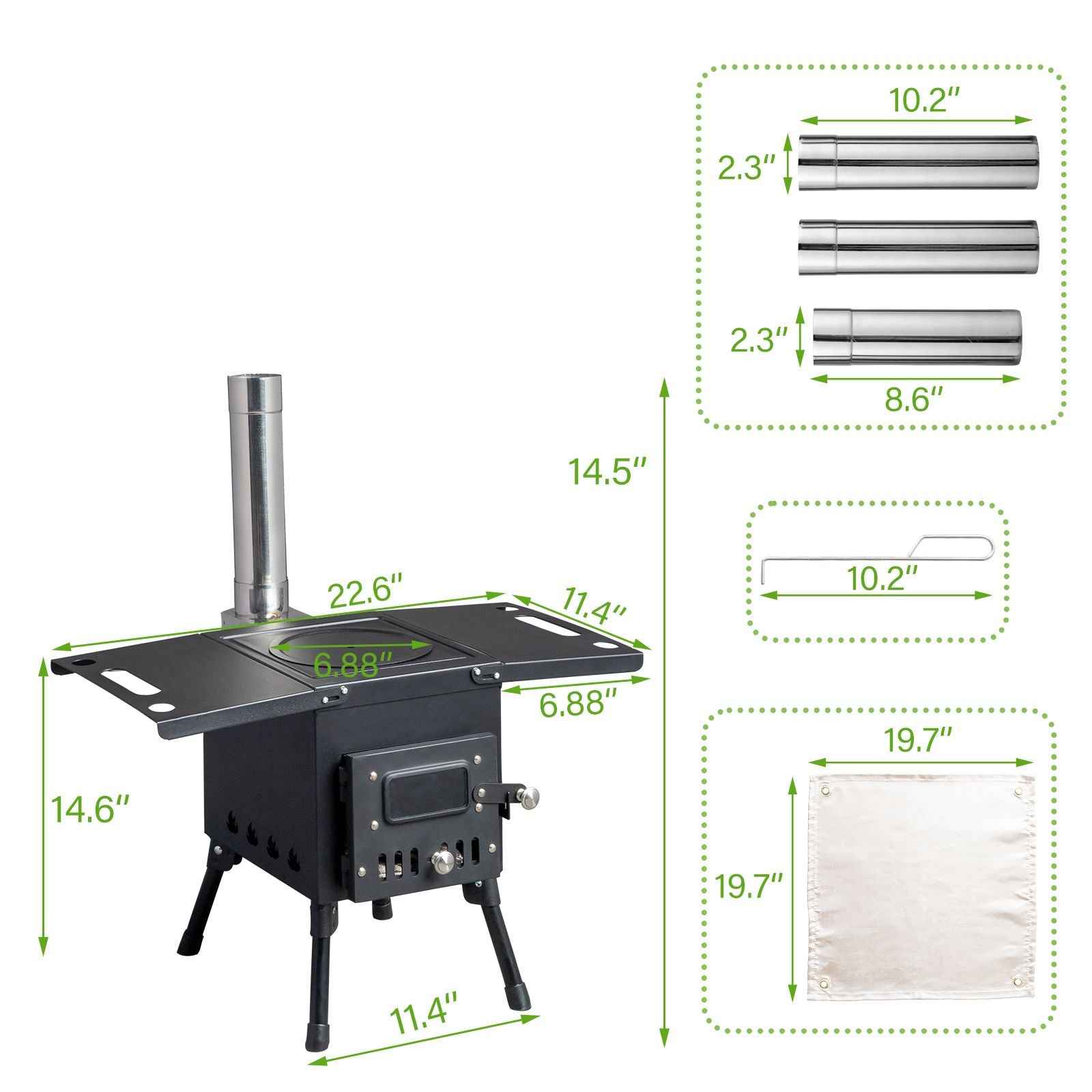 Wood Camping Stove Black 57.5*31*37cm