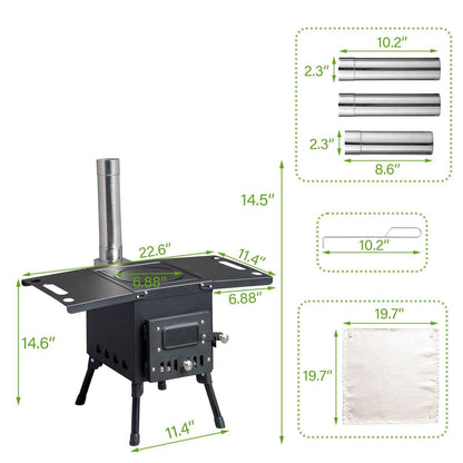 Wood Camping Stove Black 57.5*31*37cm
