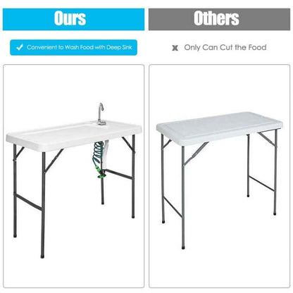 Folding Cleaning Sink Faucet Cutting Camping Table with Sprayer