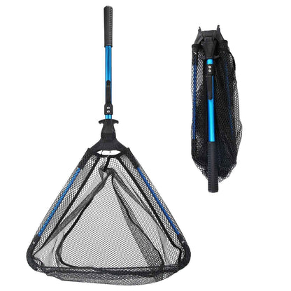 Foldable Fishing Net With Aluminum Alloy Rod EVA Handle Durable 5MM Hexagonal Nano Coating Nylon Mesh Collapsible Landing Net Safe Fish Catching or Releasing