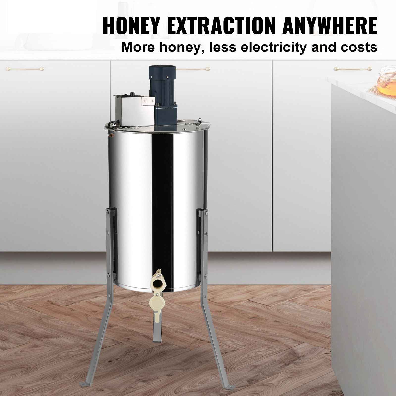 Electric Honey Extractor, 2/4 Frames Honey Spinner Extractor, Stainless Steel Beekeeping Extraction, Apiary Centrifuge Equipment with Height Adjustable Stand, Honeycomb Drum Spinner with Lid