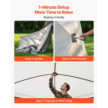 Camping Tent, 4 Person Pop Up Instant Cabin Tent with Large Mesh Windows, 60 Seconds Easy Setup, Portable Cabin Hub Tents with Carry Bag for Family Outdoor Camping & Hiking, Upgraded Ventilation