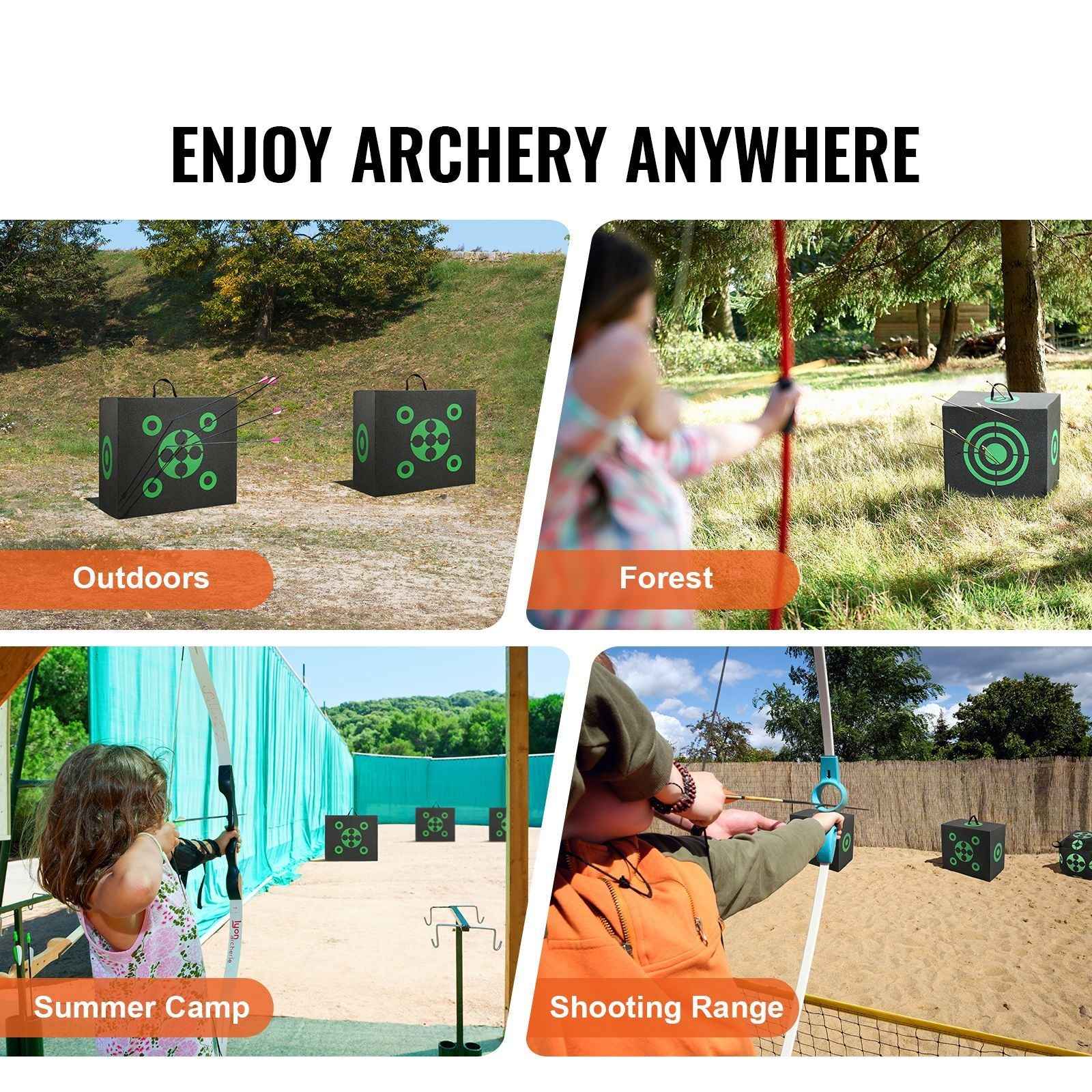 Archery Target, 16"x18" All-side Shotting Archery Arrow Target, Outdoor Portable Archery Target with Carry Handle, Easy Arrow Removal, Great Visibility, Lightweight, Easy to Transport, Black