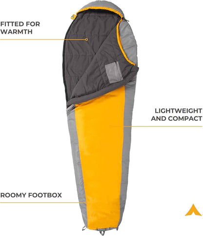 20F and 5F Degree Sleeping Bag; Lightweight, Warm Weather Mummy Sleeping Bags for Adults and Kids, Camping, Backpacking, Hiking