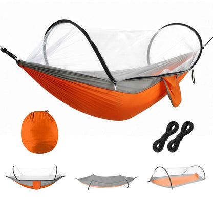 Camping Hammock with Mosquito Net 3-in-1 Portable Hammock Tent with BuiltIn Mosquito Net Dual-Way Zippers 440lbs Capacity Attached Storage Pocket for Outdoor Travel Camping Hiking Backpacking
