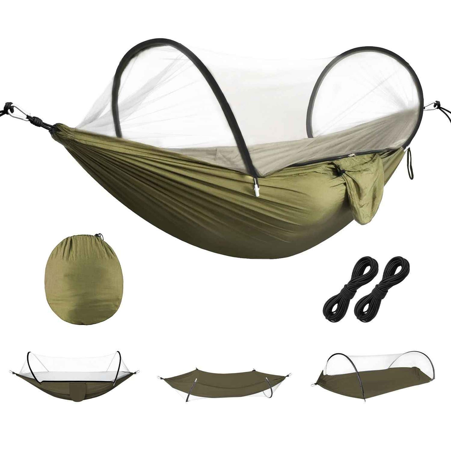 Camping Hammock with Mosquito Net 3-in-1 Portable Hammock Tent with BuiltIn Mosquito Net Dual-Way Zippers 440lbs Capacity Attached Storage Pocket for Outdoor Travel Camping Hiking Backpacking