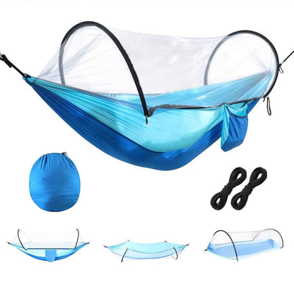 Camping Hammock with Mosquito Net 3-in-1 Portable Hammock Tent with BuiltIn Mosquito Net Dual-Way Zippers 440lbs Capacity Attached Storage Pocket for Outdoor Travel Camping Hiking Backpacking