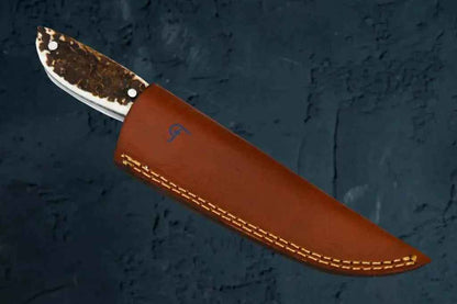 Damascus Steel Outdoor Knife | Antler Handle | Faneema Cutlery