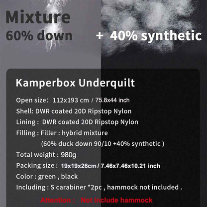 Kamperbox Outdoor Sleeping Bag Hammock Companion Multi-purpose Sleeping Bag Mixed Filling HammockBlanket Sleeping Bag Outdoor Camping Equipment