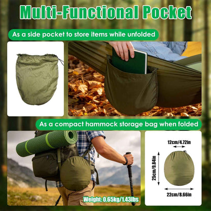 Camping Hammock with Mosquito Net 3-in-1 Portable Hammock Tent with BuiltIn Mosquito Net Dual-Way Zippers 440lbs Capacity Attached Storage Pocket for Outdoor Travel Camping Hiking Backpacking