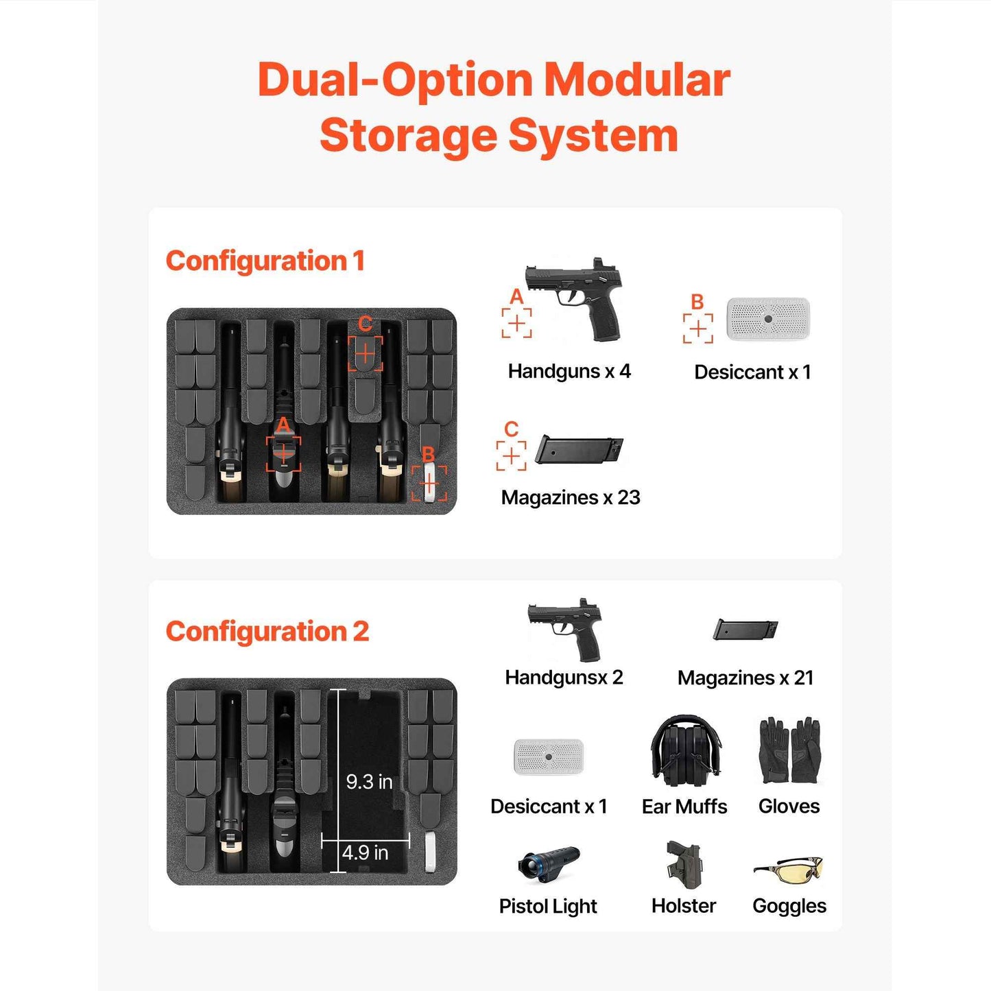 Hard Pistol Case, Heavy Duty Hard Gun Case with XPE Foam Lining, Waterproof Pistol Storage Box with Customizable Interior & Handle for Gun, Lenses, Camera, Gear, TSA Compliant, 15.9x12.5x7.5 in