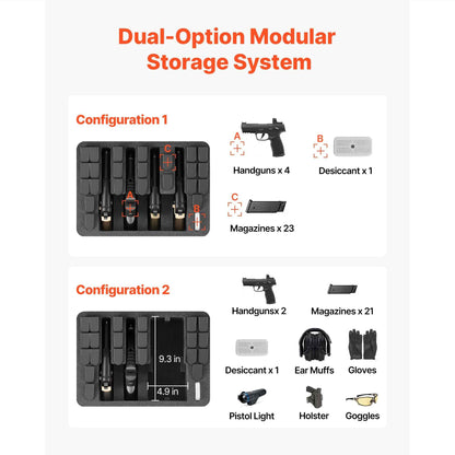 Hard Pistol Case, Heavy Duty Hard Gun Case with XPE Foam Lining, Waterproof Pistol Storage Box with Customizable Interior & Handle for Gun, Lenses, Camera, Gear, TSA Compliant, 15.9x12.5x7.5 in